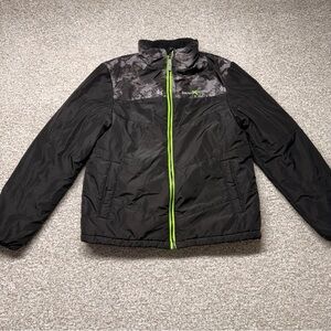 Kids Boys ZeroXposur Gray Black‎ Camo Neon Green Puffer Jacket Size XXL (18/20)